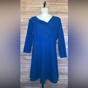 Royal Blue Foldable Neck Dress - Size 3X